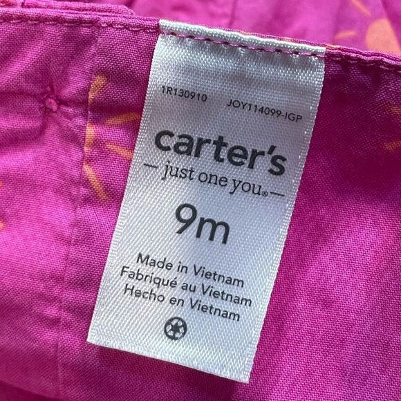 5 for $25🔥Carter's Hot Pink Sun Print Short Romper‎ Baby Size 9 Months - Picture 3 of 4